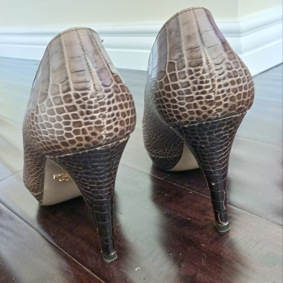 Prada Brown Peep Toe Pumps 38 - Picture 3 of 7